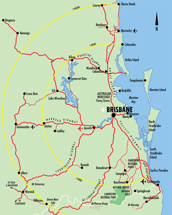 Brisbane Distances Map