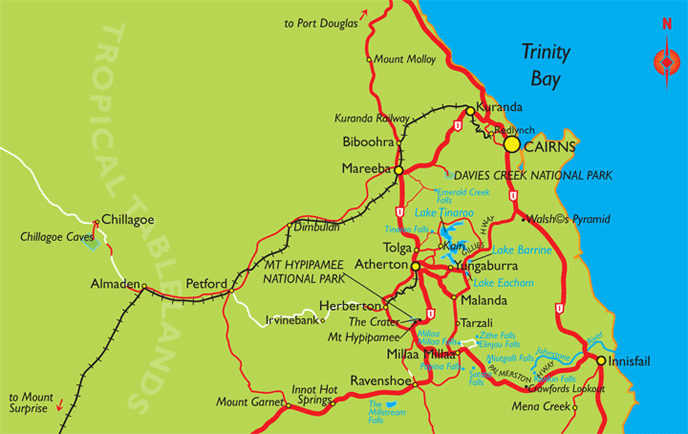 Cairns Region & Atherton Tablelands Map
