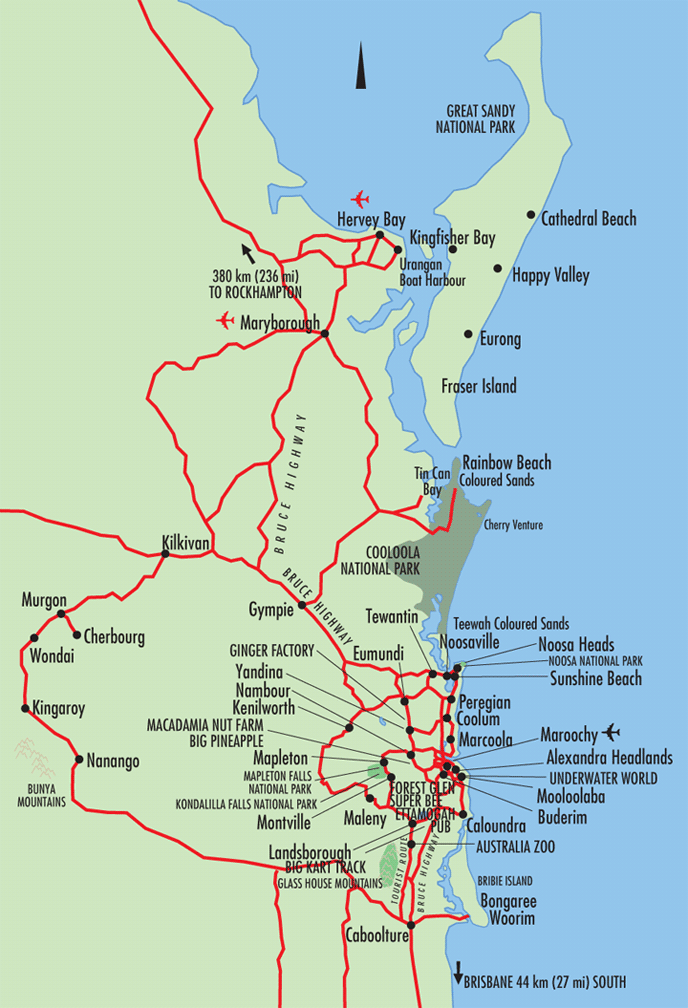 Fraser Coast & Sunshine Coast Map