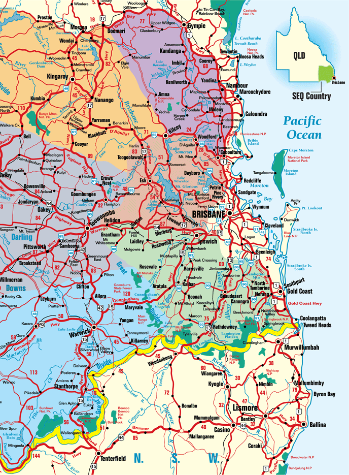 Southeast Queensland Highways Map