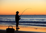 Beach Fishing at Sunset